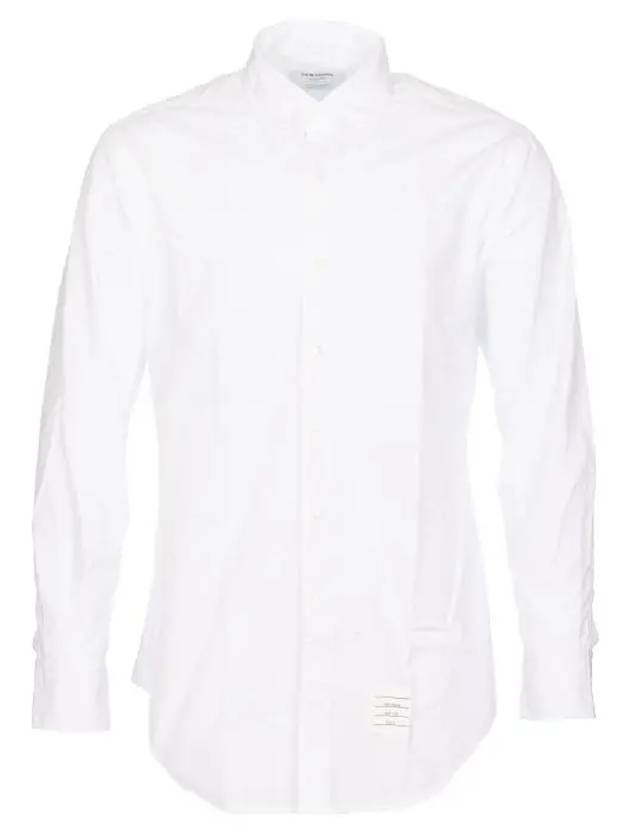 Men's Grosgrain Placket Solid Poplin Long Sleeve Shirt White - THOM BROWNE - BALAAN 2