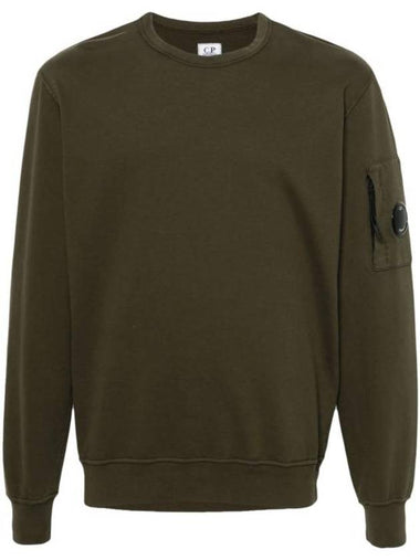 Light Fleece Crew Neck Sweatshirt Green - CP COMPANY - BALAAN 1