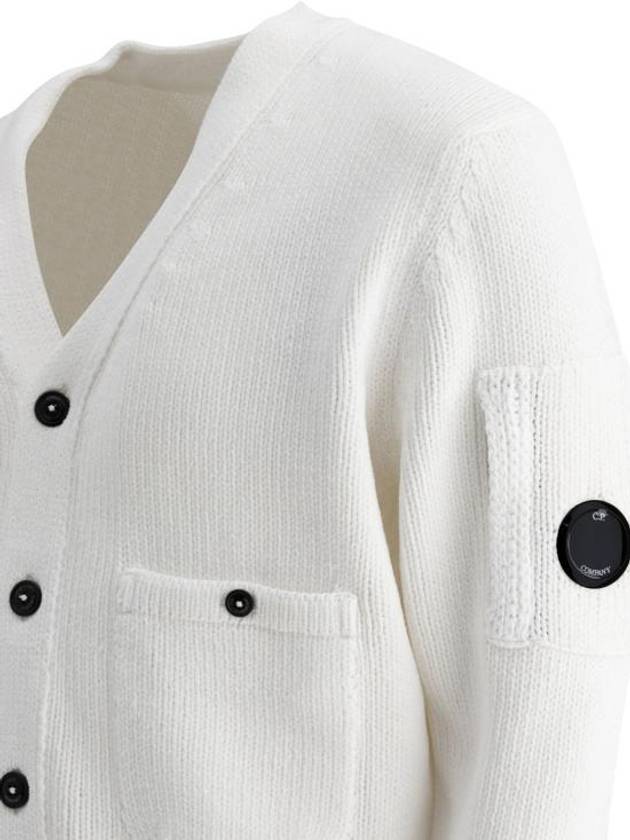 Cotton Chenille Buttoned Cardigan White - CP COMPANY - BALAAN 5