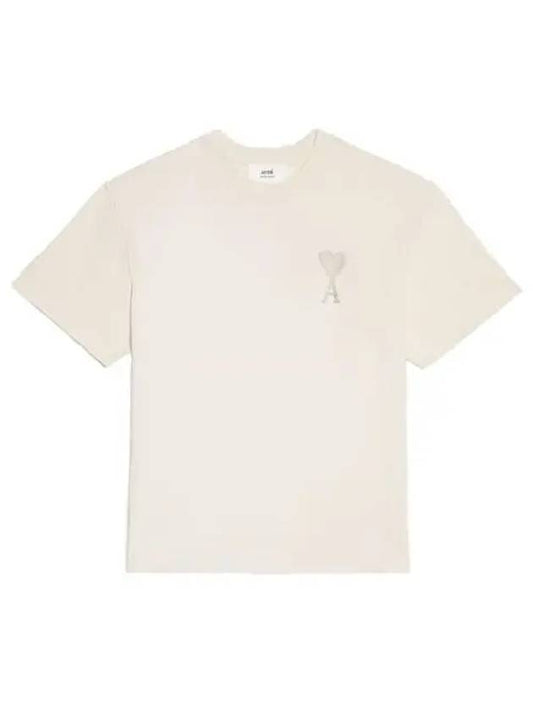 Big Heart Logo Oversized Short Sleeve T-Shirt Ivory - AMI - BALAAN 2