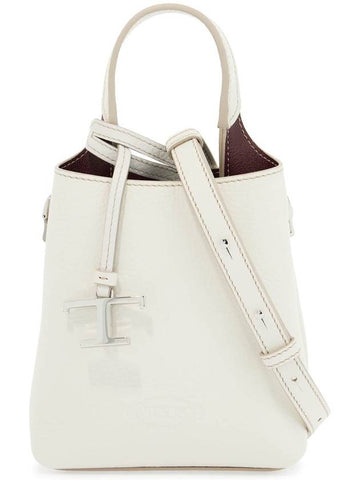 white calf leather crossbody bag with burgundy details - TOD'S - BALAAN 1