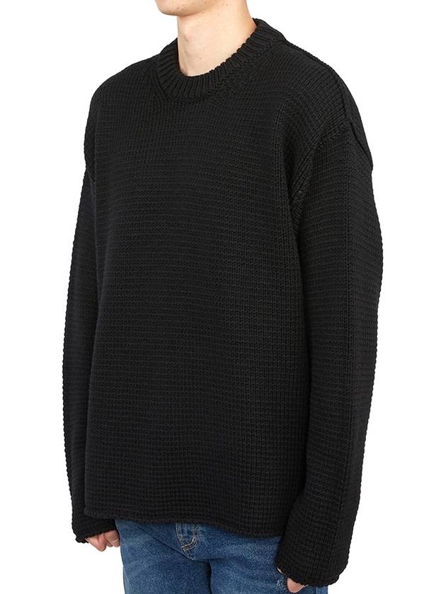 Crew Neck Wool Knit Top Black - TEN C - BALAAN 3