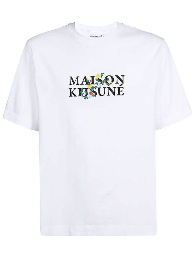 Flowers Oversized Short Sleeve T-Shirt White - MAISON KITSUNE - BALAAN 2