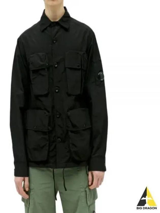 Flat Nylon Utility Over Long Sleeve Shirt Black - CP COMPANY - BALAAN 2