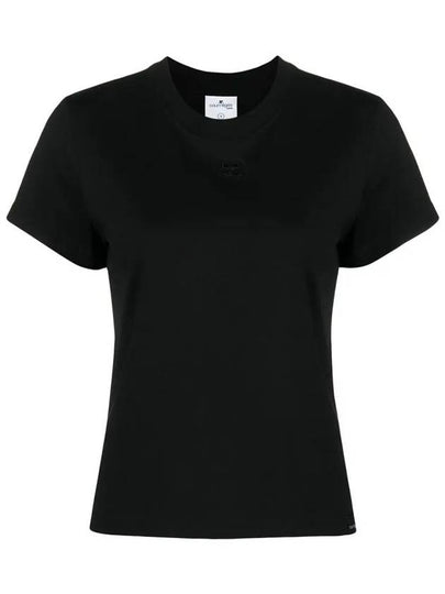 Embroidered Logo Crew Neck Short Sleeve T-Shirt Black - COURREGES - BALAAN 2