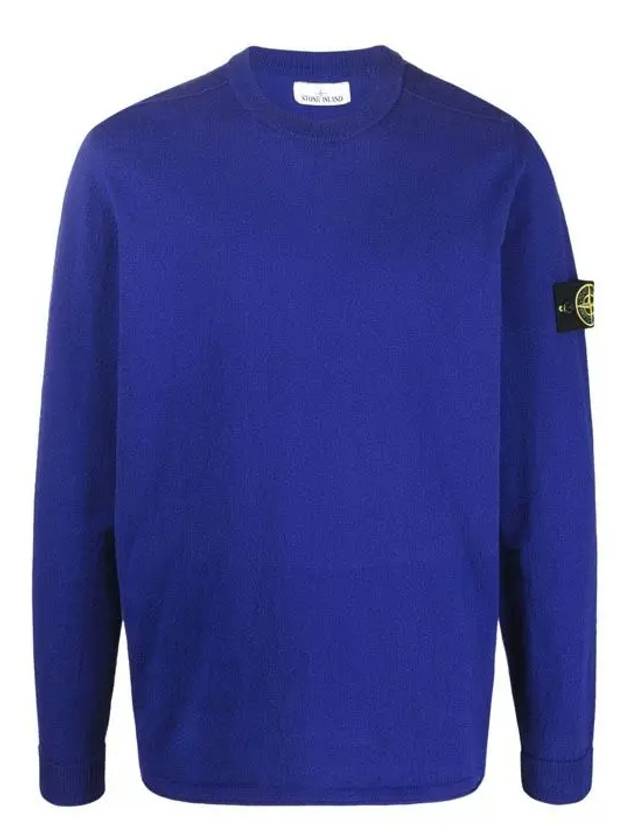 Wappen Patch Crew Neck Knit Top Purple Blue - STONE ISLAND - BALAAN 2