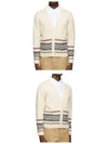 Seasonal Jacquard Striped V-neck Cardigan White - THOM BROWNE - BALAAN 5