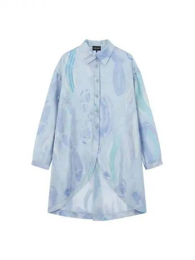 Women s Jacquard Pattern Long Shirt Light Blue 271187 - GIORGIO ARMANI - BALAAN 1