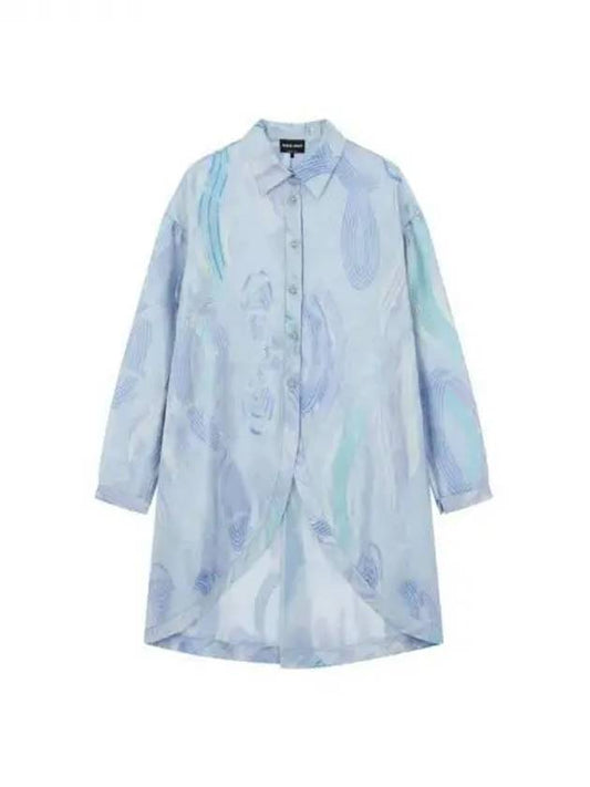 Women s Jacquard Pattern Long Shirt Light Blue 271187 - GIORGIO ARMANI - BALAAN 1