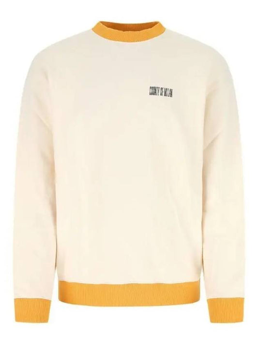 Men's Logo Print Sweatshirt Ecru Ocher Yellow - MARCELO BURLON - BALAAN 2