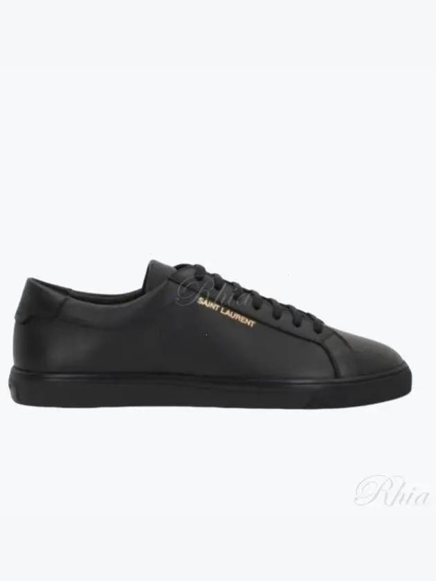 Andy Embossed Logo Leather Low Top Sneakers Black - SAINT LAURENT - BALAAN 2