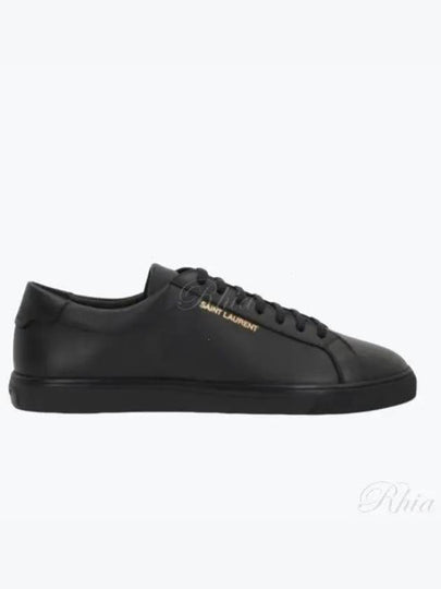 Andy Embossed Logo Leather Low Top Sneakers Black - SAINT LAURENT - BALAAN 2