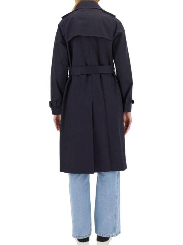 Greta Double Breasted Cotton Trench Coat Navy - A.P.C. - BALAAN 4