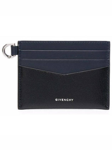 Bi-color Leather Edge Card Wallet Navy Black - GIVENCHY - BALAAN 1