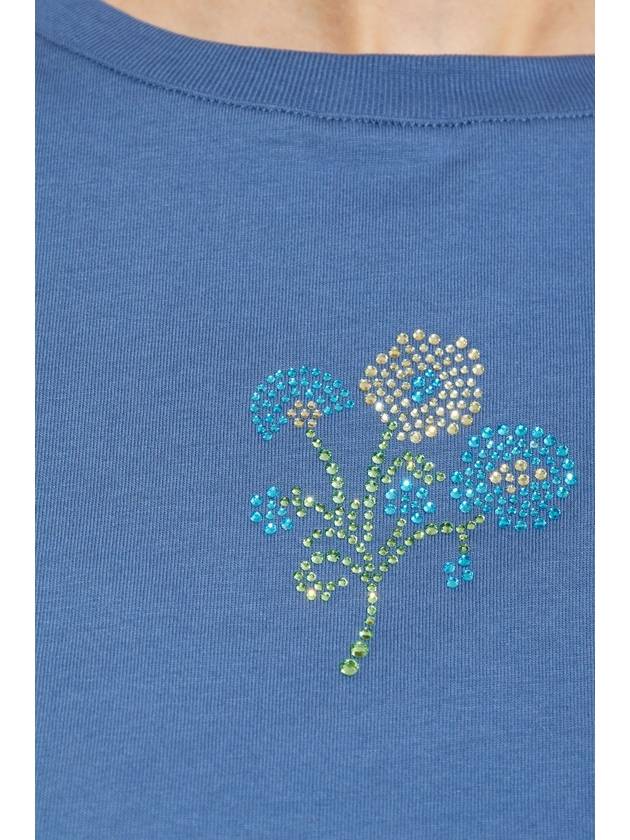 Kenzo T-shirt With Shimmering Appliqués, Women's, Blue - KENZO - BALAAN 5