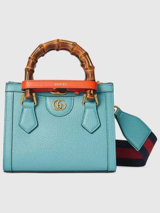 Diana Bamboo Handle Mini Leather Tote Bag Light Blue - GUCCI - BALAAN 2