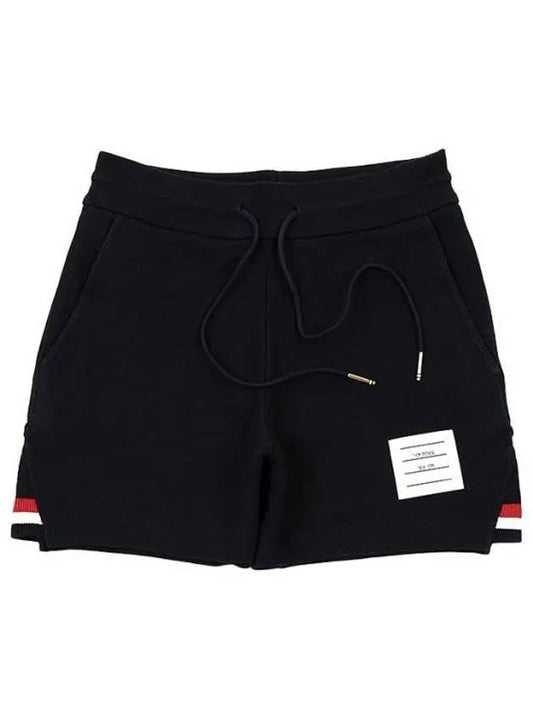 Women's Pique Stripe Rib Gusset Shorts Navy - THOM BROWNE - BALAAN 2