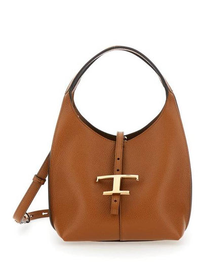 T Timeless Medium Leather Shopper Shoulder Bag Brown - TOD'S - BALAAN 2