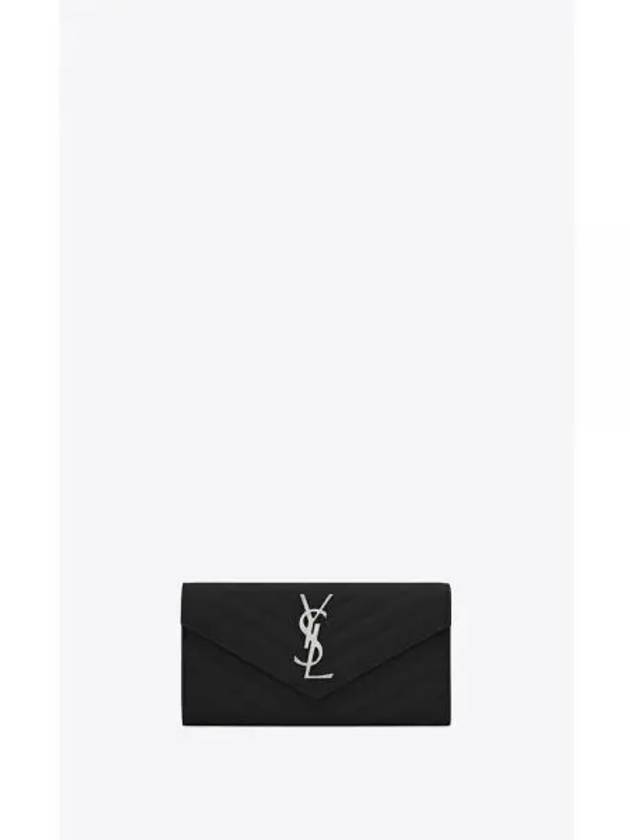 Matelasse Monogram Flap Long Wallet Black - SAINT LAURENT - BALAAN 2