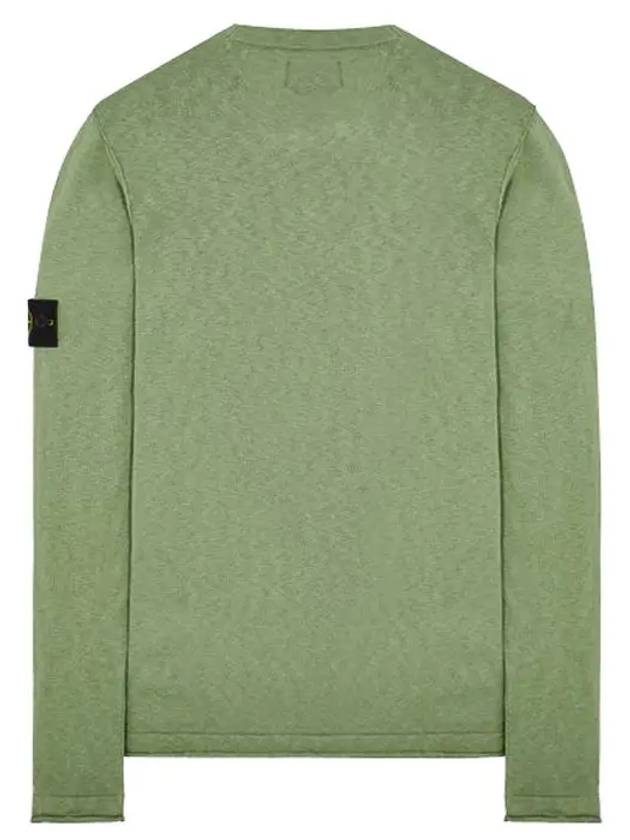 Logo Patch Crew Neck Cotton Nylon Knit Top Olive - STONE ISLAND - BALAAN 3