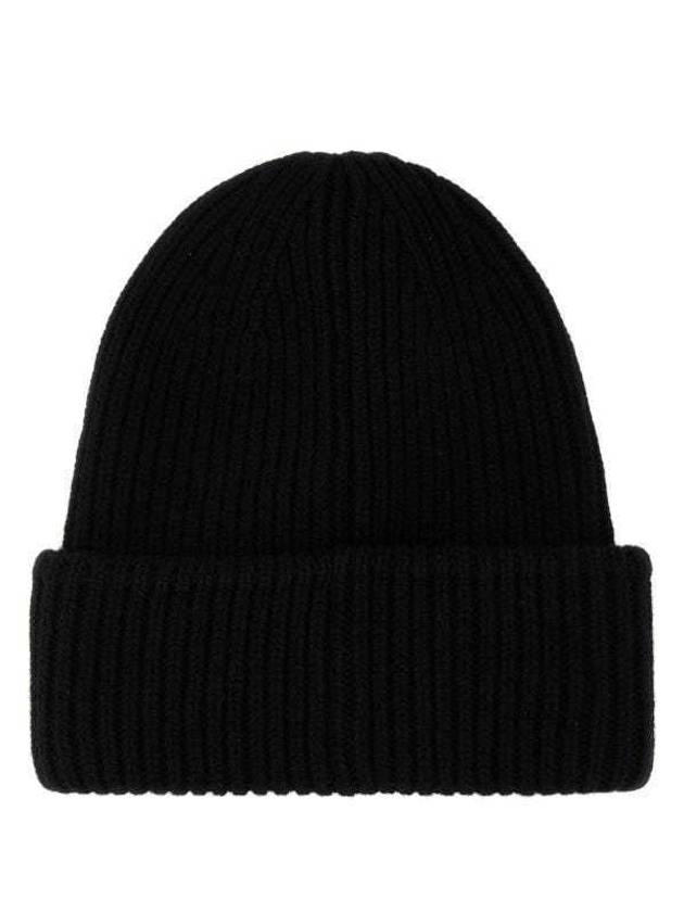 Logo Patch Cashmere Wool Beanie Black - MONCLER - BALAAN 3