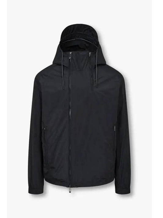 Men s hooded easy zip up jacket black - EMPORIO ARMANI - BALAAN 1