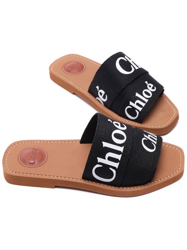 Woody Logo Flat Mule Slippers Black - CHLOE - BALAAN 6