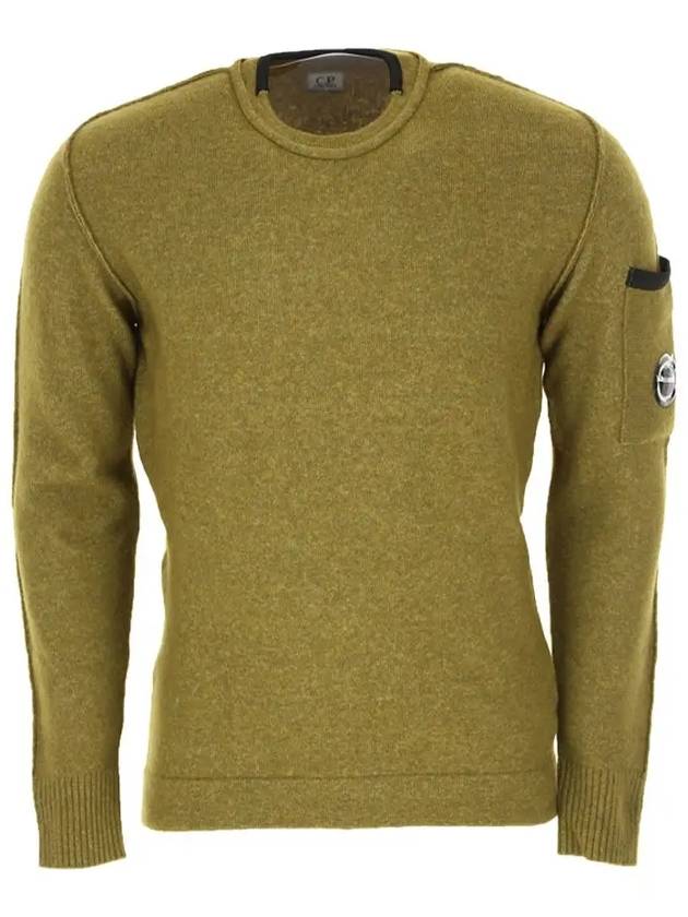 Stretch Alpaca Wool Lens Crew Neck Knit Top Khaki - CP COMPANY - BALAAN 3