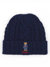 Polo Bear Cable Knit Beanie Navy - POLO RALPH LAUREN - BALAAN 2