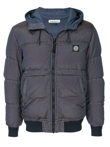 Seersucker Nylon Down Smock Padding Navy - STONE ISLAND - BALAAN 1