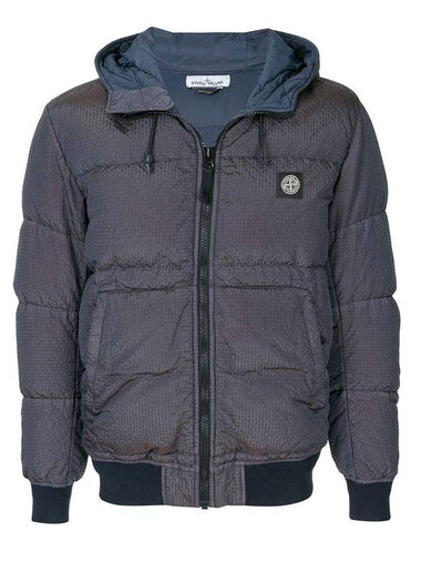 Seersucker Nylon Down Smock Padding Navy - STONE ISLAND - BALAAN 1