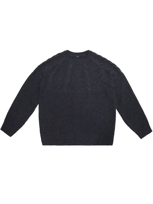 Two Block Cable Wool Knit Top Grey - IFELSE - BALAAN 2