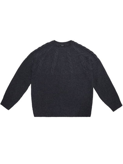 Two Block Cable Wool Knit Top Grey - IFELSE - BALAAN 2