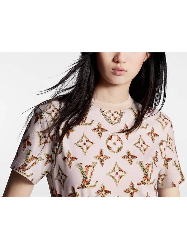 1AFGRZ Floral Monogram T Shirt Short Sleeve - LOUIS VUITTON - BALAAN 3