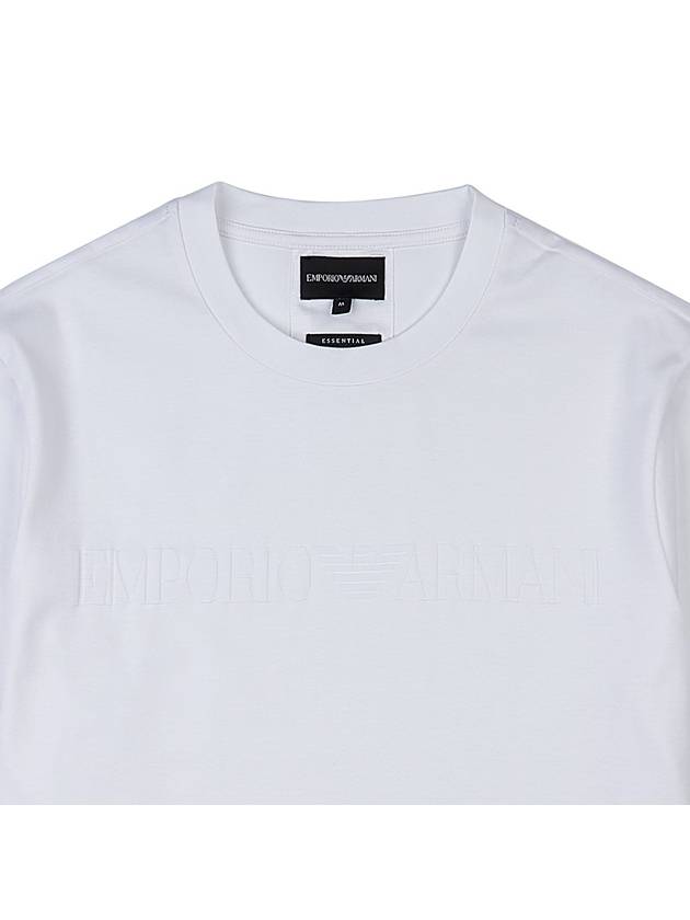 Logo Jacquard Cotton Short Sleeve T-Shirt White - EMPORIO ARMANI - BALAAN.