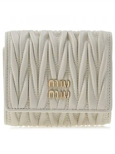 Matelasse Logo Nappa Leather Half Wallet White - MIU MIU - BALAAN 2