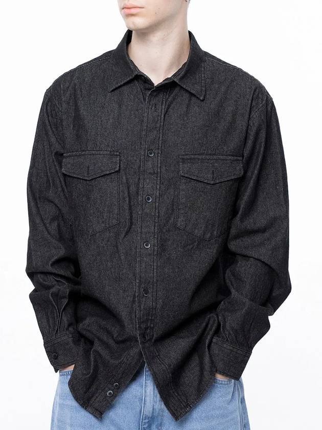 Men s W243SH03BKM Western Pocket Denim Shirt Black Indigo - CHANCE'S NOI - BALAAN 2