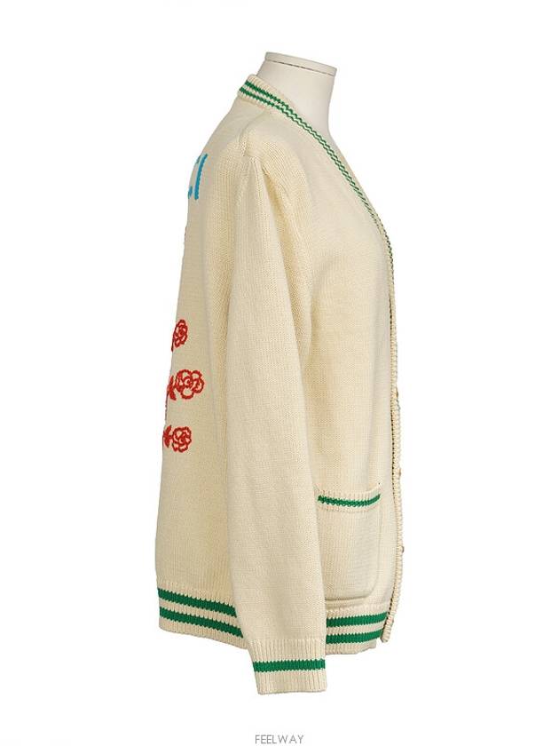 Pineapple Cotton Cardigan Ivory L 74466 - GUCCI - BALAAN 3