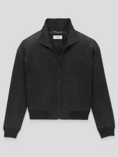 Satin Teddy Zip-Up Jacket Black - SAINT LAURENT - BALAAN 2