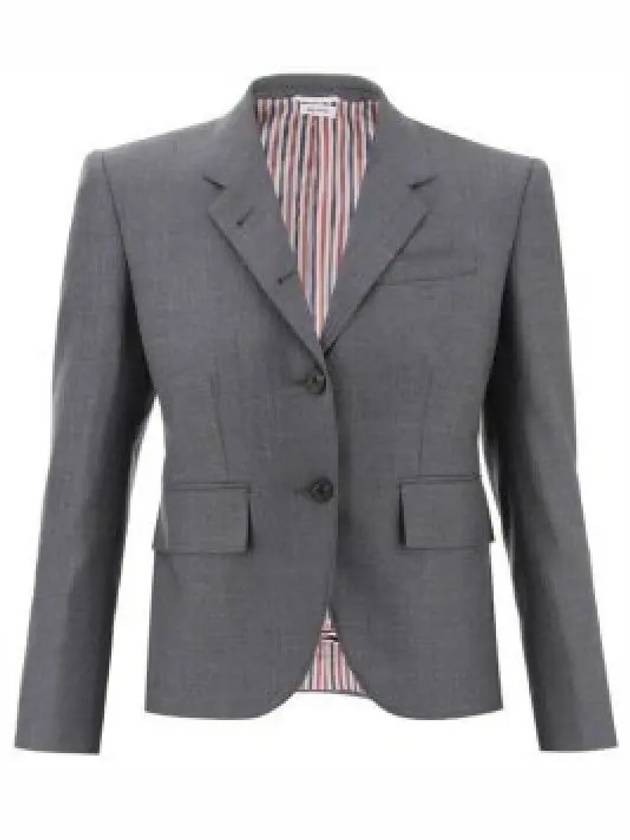 Women's Twill Slim Fit Single Breasted Wool Jacket Mid Grey - THOM BROWNE - BALAAN 2