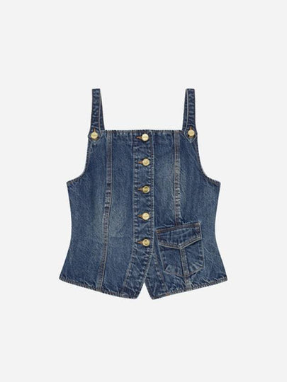 Heavy Washed Denim Sleeveless Blue - GANNI - BALAAN 2