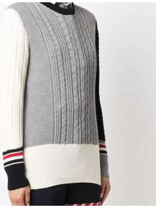 Fun Mix Irish Cable Merino Wool Pullover Knit Top - THOM BROWNE - BALAAN 4