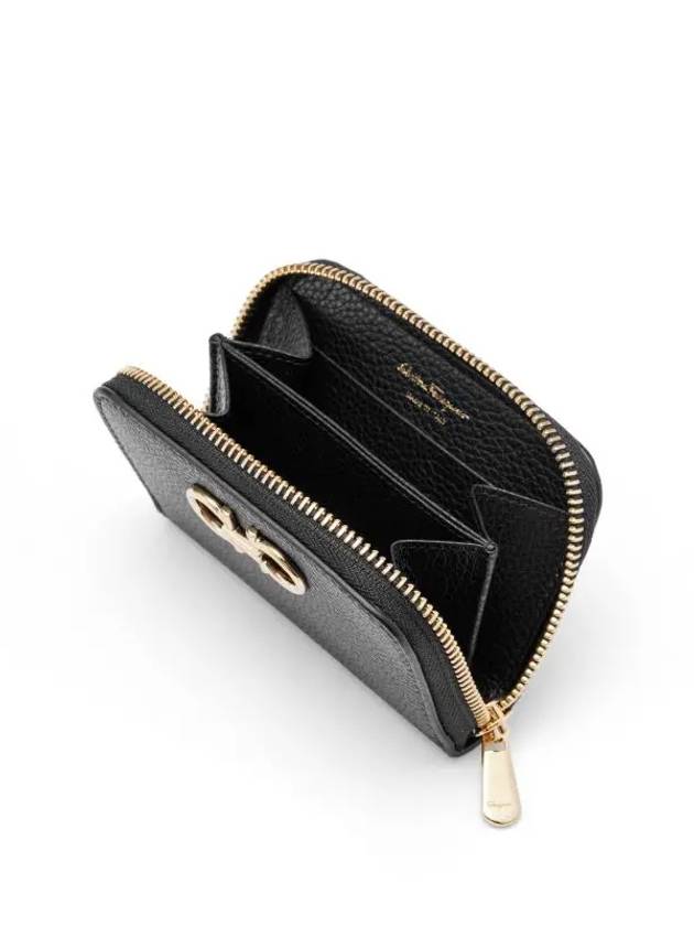 Women's Gancini Logo Zipper Card Wallet Black - SALVATORE FERRAGAMO - BALAAN 4