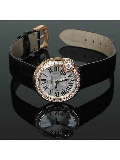 WJBL0004 Ballon Blanc 18K Pink Gold Diamond 26MM Women s Leather Watch - CARTIER - BALAAN 2