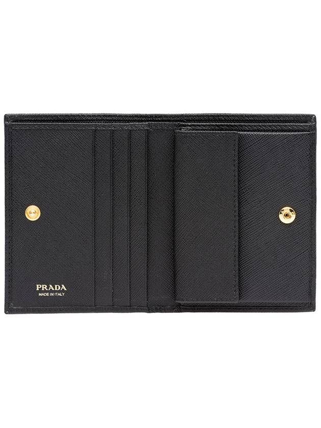 Saffiano Metal Logo Gold Fold Wallet Black - PRADA - BALAAN 4