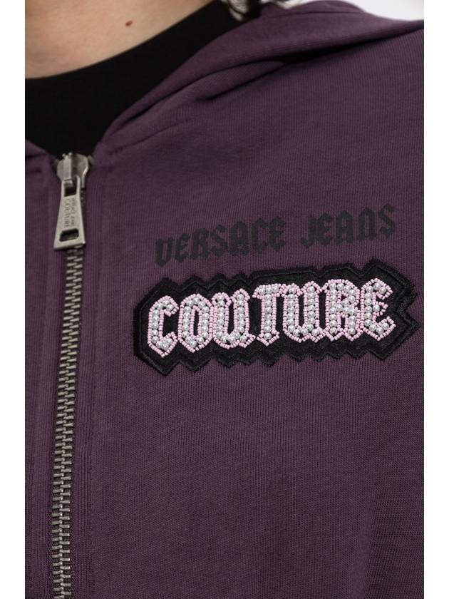 Versace Jeans Couture Sweatshirt With Decorative Side Lacing, Women's, Purple - VERSACE - BALAAN 5