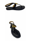 Double G Leather Flat Sandals Black - GUCCI - BALAAN 5