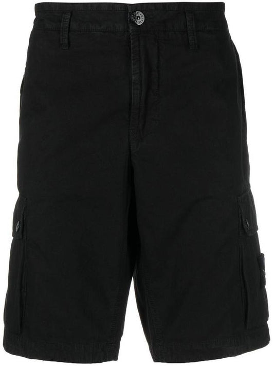 Men's Logo Patch Cargo Bermuda Shorts Black - STONE ISLAND - BALAAN 2