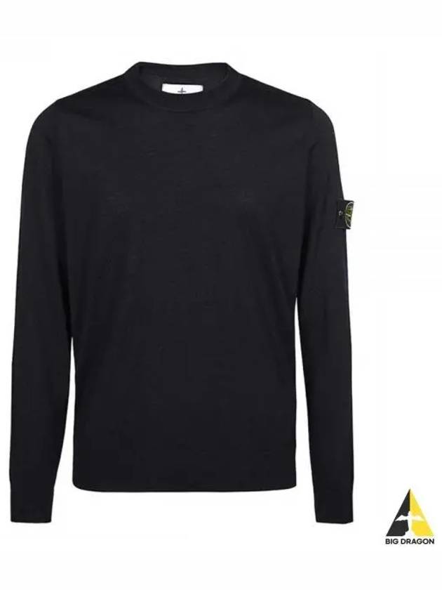 Regular Fit Crew Neck Wool Knit Top Navy - STONE ISLAND - BALAAN 2