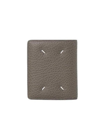 Stitch Leather Compact Half Wallet Grey Brown - MAISON MARGIELA - BALAAN 1